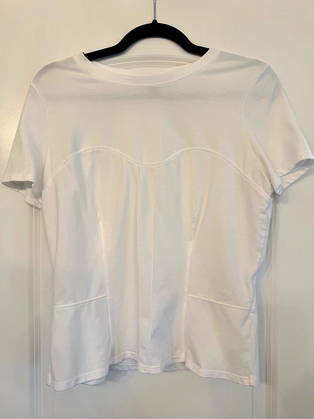White House Black Market White Cropped Seamed Top Size Medium